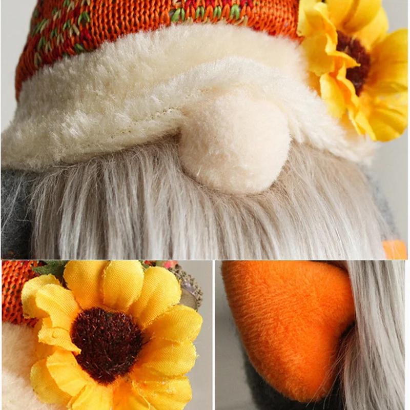 Fall Gnome Pumpkin Sunflower Mini Doll Dwarf Plush Ornaments for Christmas Autumn Thanksgiving Decor Gifts Halloween