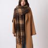 Plush Winter Cashmere Scarves Mohair Long Shawl Simple Plaid Wool Scarf  Girl