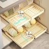 Punch-free Pull Out Dish Rack Built-In Drawer-type Plate Drain Rack Durable Dish Holder  Pantry