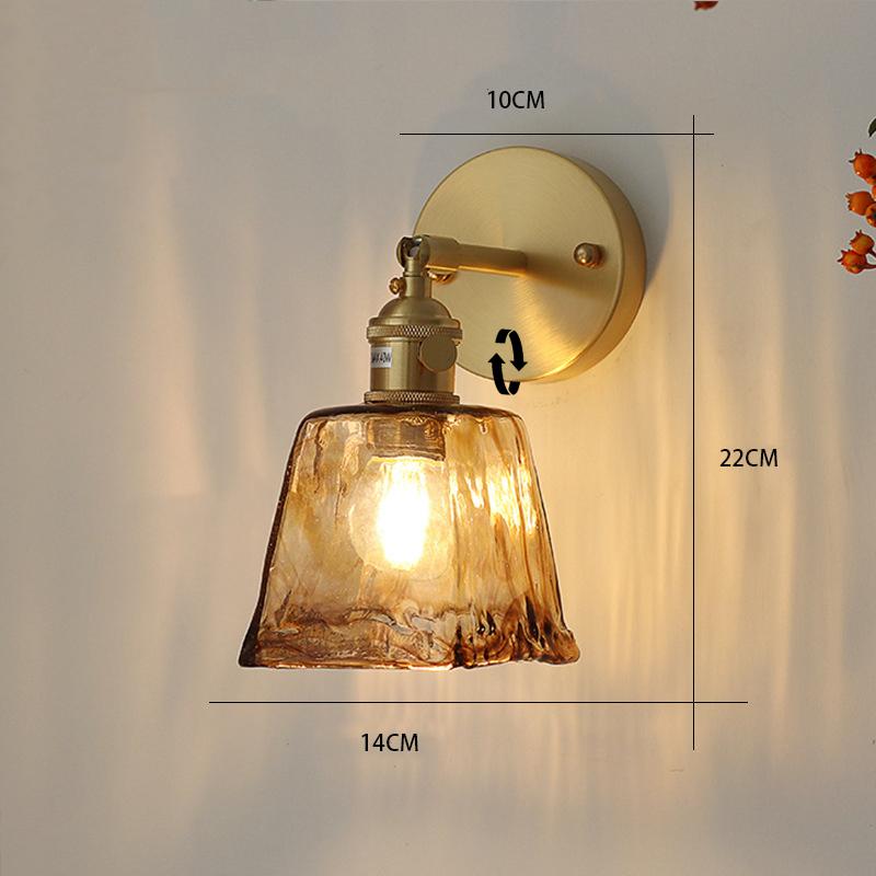 Скандинавский стиль ретро японский стиль латунный стеклянный настенный светильник домашний бар ресторан спальня ночник креативная индивидуальная настенная лампа