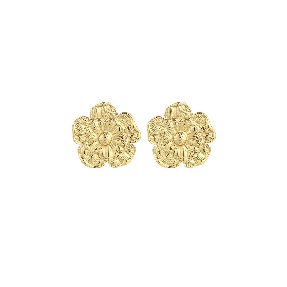 Temperament Retro Vertical Striped Stud Earrings High-Grade Stainless Steel Hollow Love Butterfly Earrings Women'S Niche Earrings