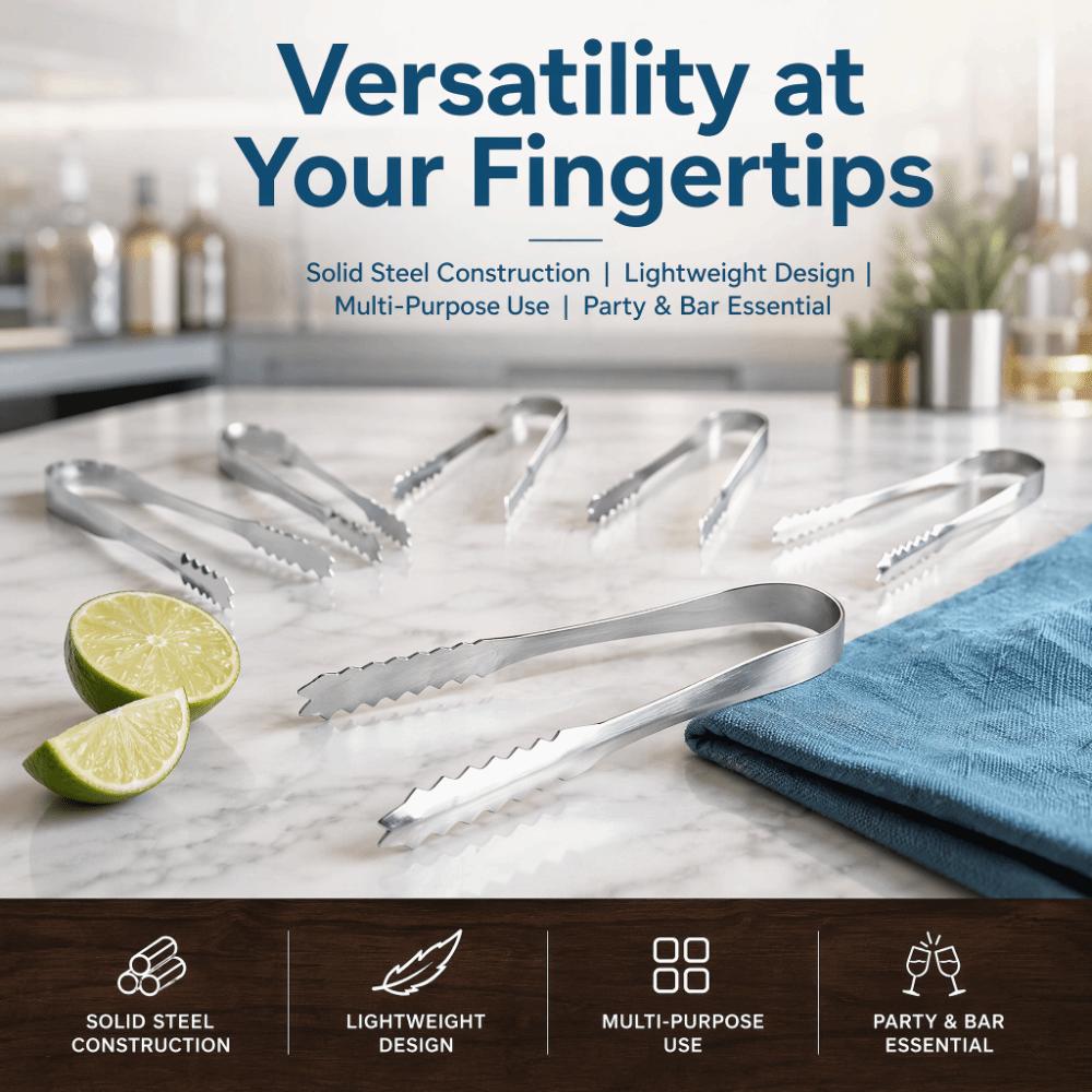 5pcs Silver Ice Tongs Mini Kitchen Tongs Professional Bar Tongs Wedding