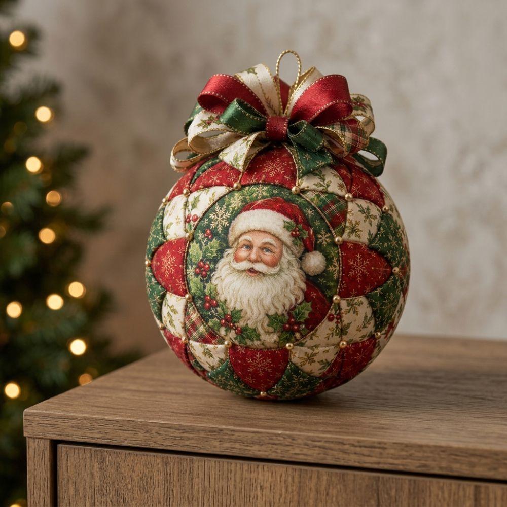 Handmade Christmas Quilted Ornament Set Snowman Deer Santa Quilted Ball Kit for Beginners