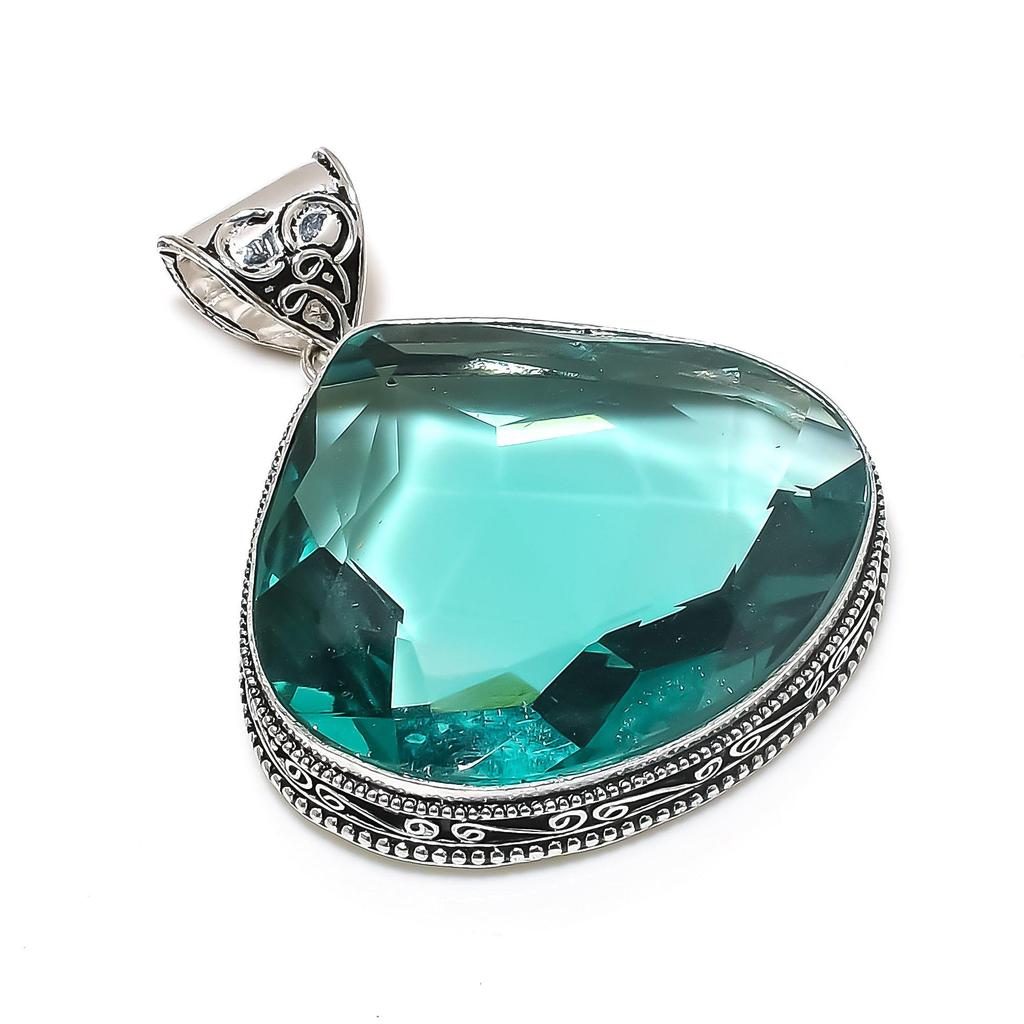 Серебряный кулон с аквамарином и драгоценным камнем из серебра 925 пробы — дизайн ручной работы, повседневные украшения, подарки на День святого Валентина