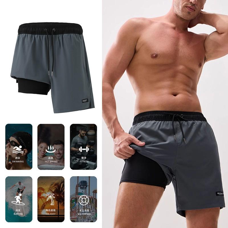 Mens Quick Dry Swim Trunks Surfing Swimming Water Sports Solid Color Board Shorts