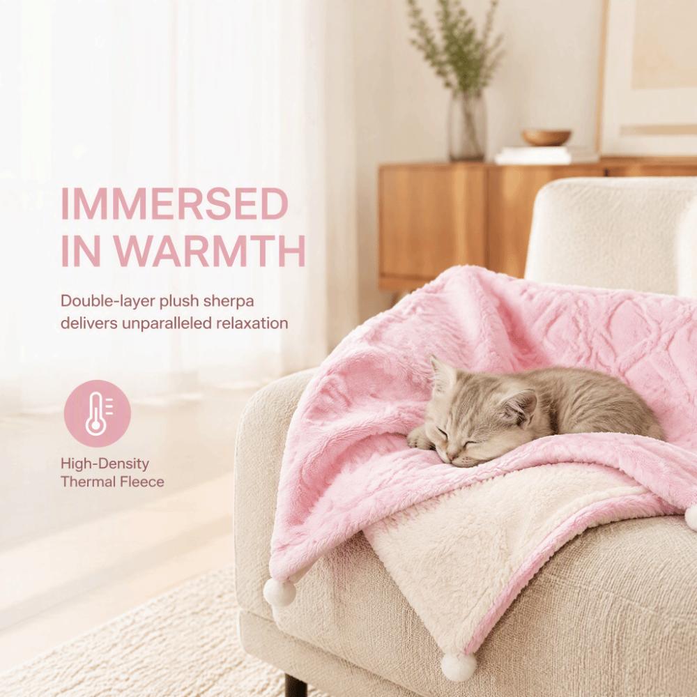 Soft Warm Plush Dog Cat Blanket Double Layer Thicken Plush Pet Blanket for Relaxing