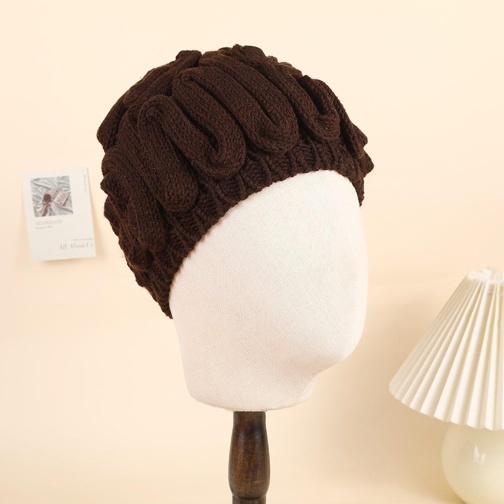 Warm Brain Pullover Cap Creative Funny Brain Beanie Stretchy Knitted Brain Hat Outdoor