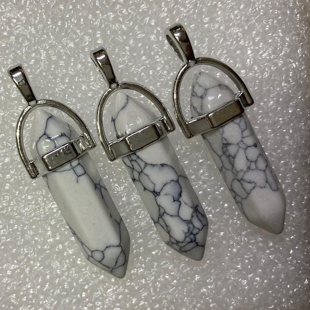 Hexagonal Agate Bullet Quartz Crystal Pendant Necklace