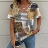 Летняя ретро женская футболка с коротким рукавом, модная повседневная клетчатая принтованная одежда, топы с V-образным вырезом, размер женской одежды