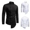 Autumn Men's Trendy Irregularly Degsin Shirts Long Sleeve Stand Collar Solid Color Casual Shirts Single Breasted Shirts