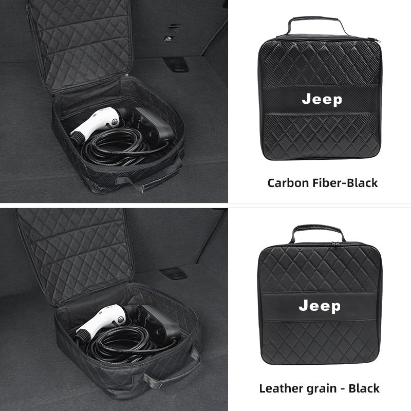 Portable EV Charging Gun Storage Bag Large Capacity Electric Organizer For Jeep Wrangler JK Gladiator Renegade Grand Valve Stem KUBEL1