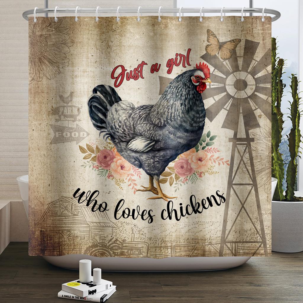 Шторка для душа с фермерскими животными Милая Забавная Корова Курица Свинья Цветок Лошадь Дерево Фермерский дом Амбар Рустикальная Шторка для душа для декора ванной комнаты