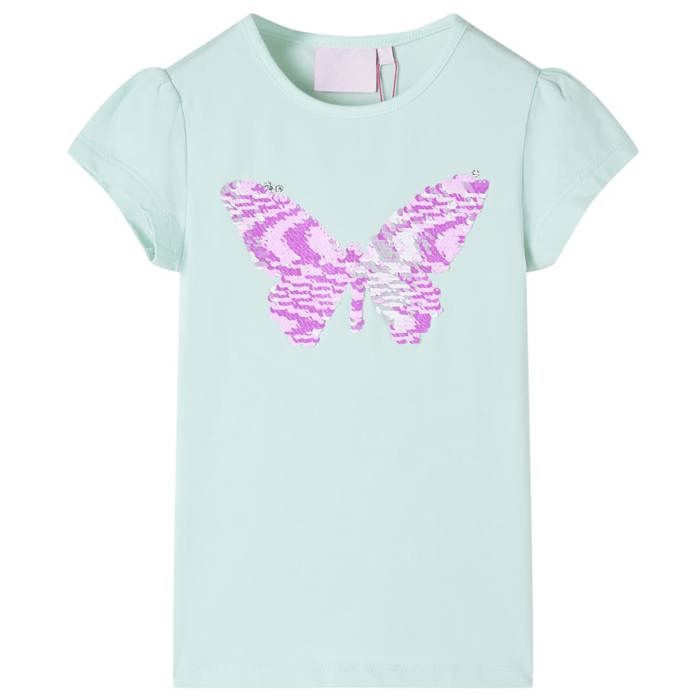 T-shirt pour enfants à mancherons menthe clair 92/104/116/128/140
