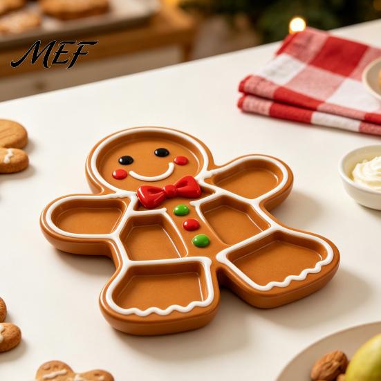 Serving Plates for Cookies Nuts Christmas Snack Tray, Divided Holiday Appetizer Platter, Cute Snowman/Tree/Penguin/Cow Shaped Seasonal Party
