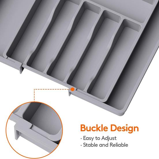 Expandable Utensil Tray Thickened 8 Compartments Easy Sorting Adjustable Width Countertop Organization Tray
