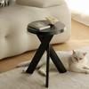 Black Nordic Solid Wood Sofa Side A Few Small Household Mini Round Coffee Table Modern Minimalist Low Stool Bedside Table