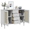 VidaXL Buffet SENJA aspect rotin blanc 112x40x80cm bois massif de pin 358026