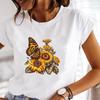 (Asian Size) Tee Top Clothing Butterfly 90s Trend Sweet Cute Casual Short Sleeve Fashion Tshirt Women Print Lady Female Graphic T-shirt