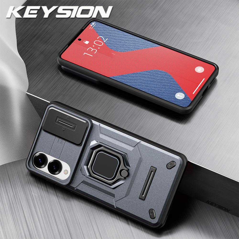 KEYSION Противоударный чехол для Samsung S25 Edge 5G, защитное кольцо для объектива камеры, подставка, задняя крышка для телефона Galaxy S25 Edge 5G