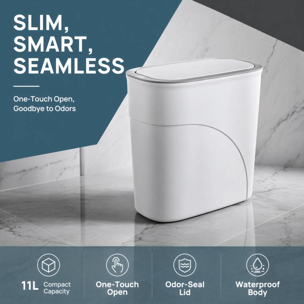 Odor-Free Waterproof Garbage Bin with Lid Living Room Dustbin 11L Bathroom Trash Can Home Use