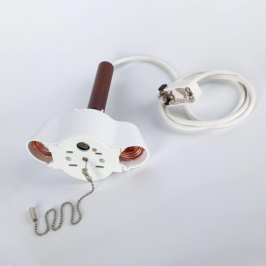 2-Light Pendant Light for Ceiling Mount, E26 Socket, 3-Stage Pull Cord Switch, Night Light Included, 60cm (Bulb Not Included)