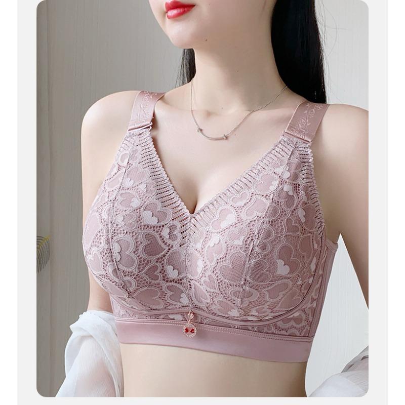 Plus Size Lace Bra No Wire Push Up Adjusting Underwear