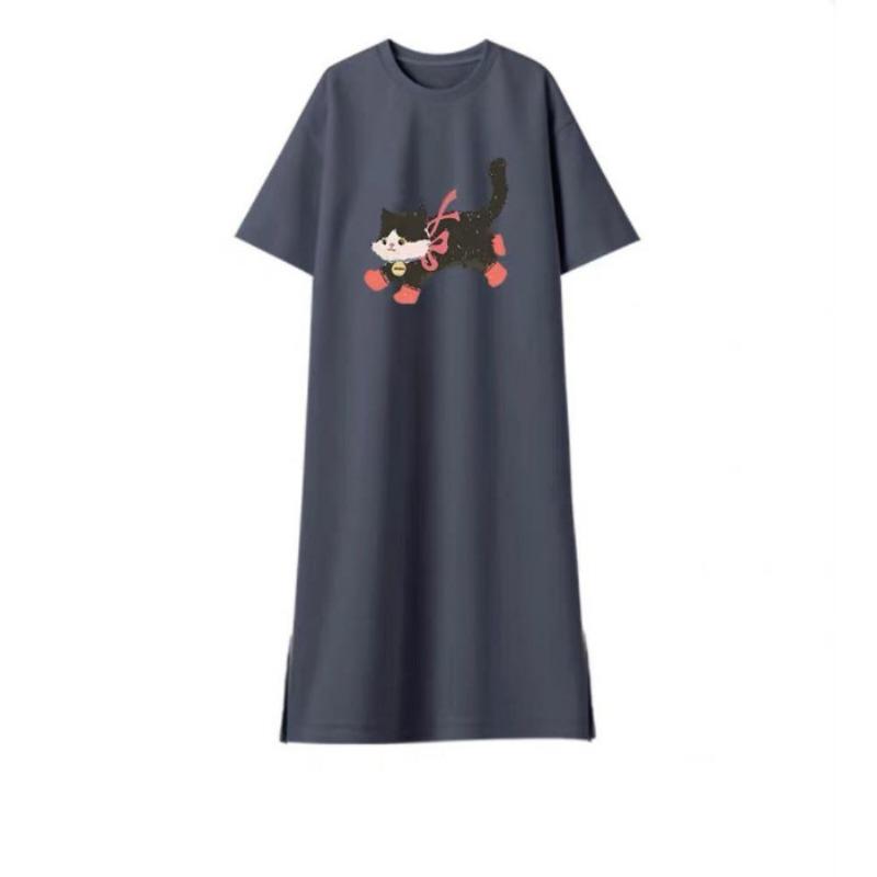 Женское платье-футболка свободного кроя большого размера Port Style Design Sense с короткими рукавами и разрезом средней длины