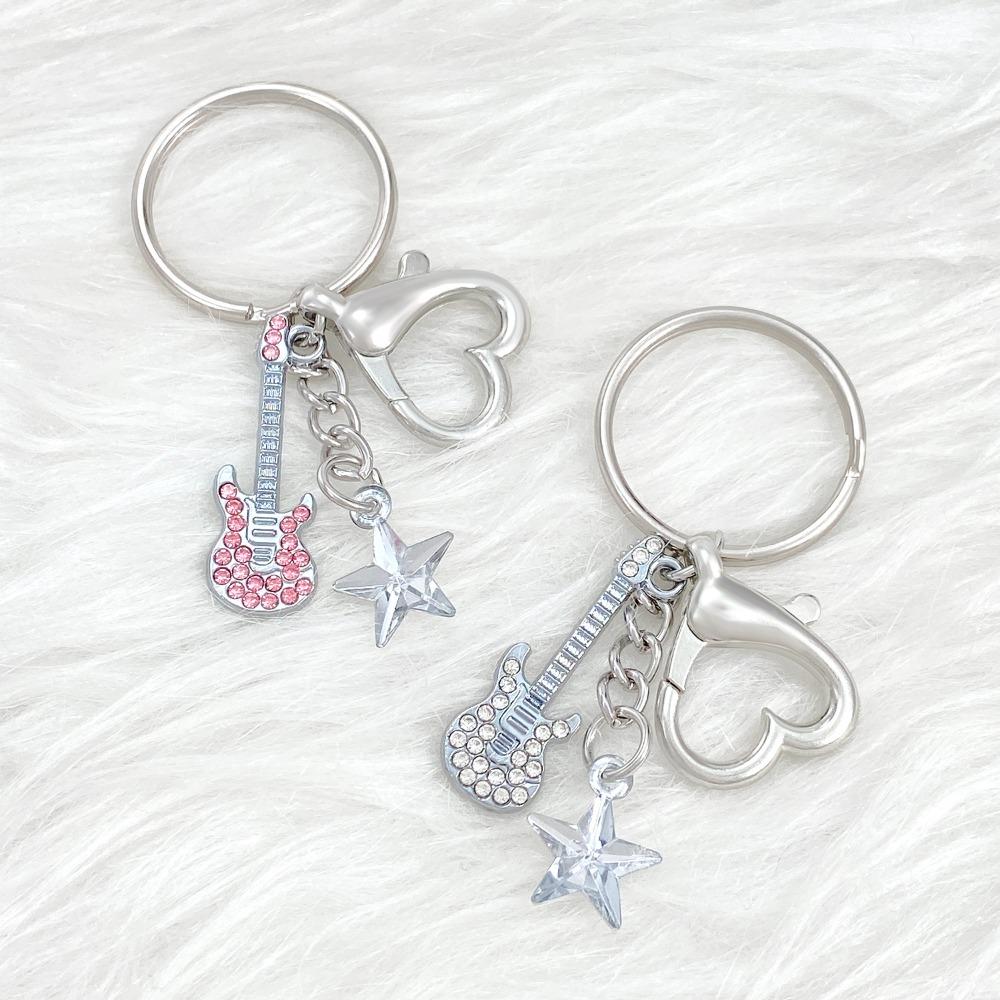 Guitar Guitar Key Chain Star Musical Instrument Keychain Guitar Keyring  Musician Jewelry Gift
