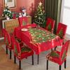 Festive Christmas Tablecloth and Chair Covers Set Waterproof Oil Resistant Holiday Dining Decor for Home