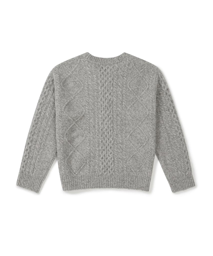 CLOVE [25Fw Clove] Cable Knit Crew Sweater (Light Gray)