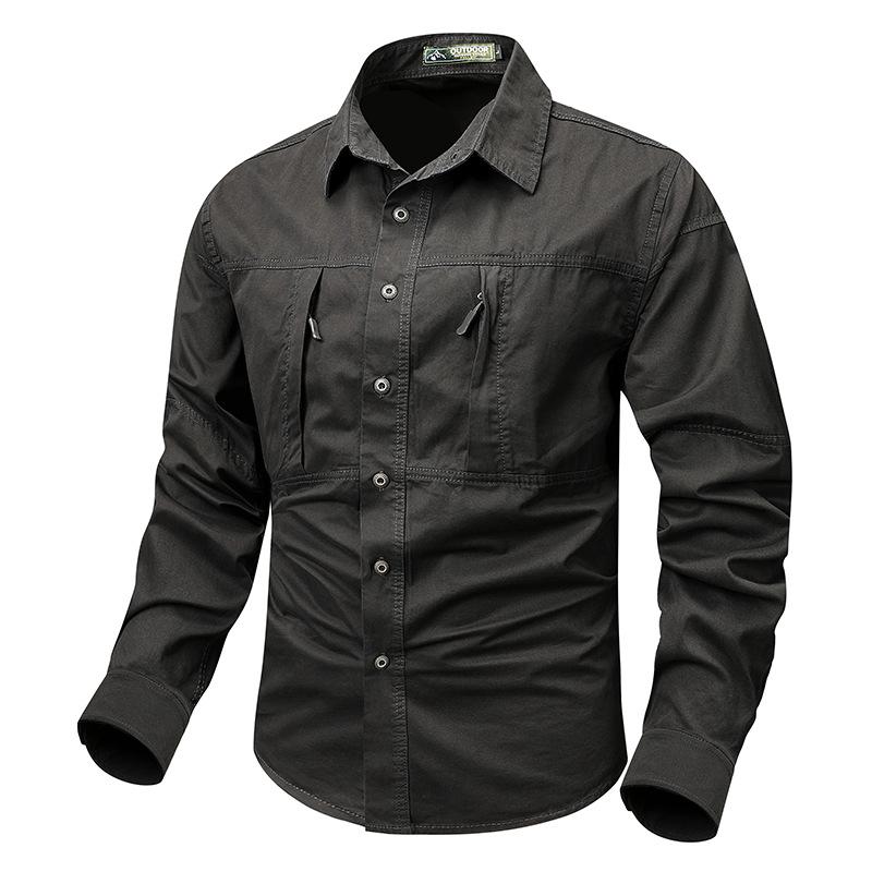 Мужская рабочая рубашка с длинным рукавом, военный стиль, 26 стилей, хлопковая