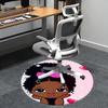 Pink Afro Girl Chair Mat - Round Carpet for Home Decor, Office, Living Room, Bedroom Gift - Suitable for Various Rooms0511b