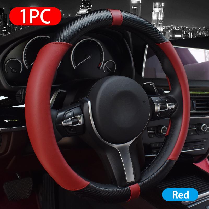 38 см чехол на руль автомобиля из ПУ углеродного волокна, искусственная кожа, чехлы на руль, дышащая тканевая оплетка, автоаксессуары