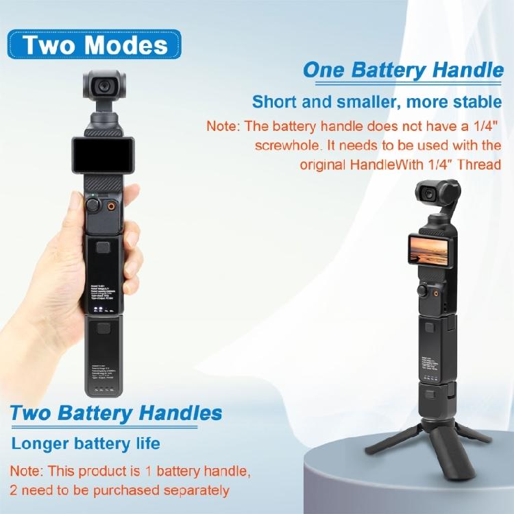 Компактная Рукоятка-Батарея Power Grip 2200 мАч Увеличенное Время Работы Дизайн с Горячей Заменой Порт USB-C Крепление для Камеры Pocket 3