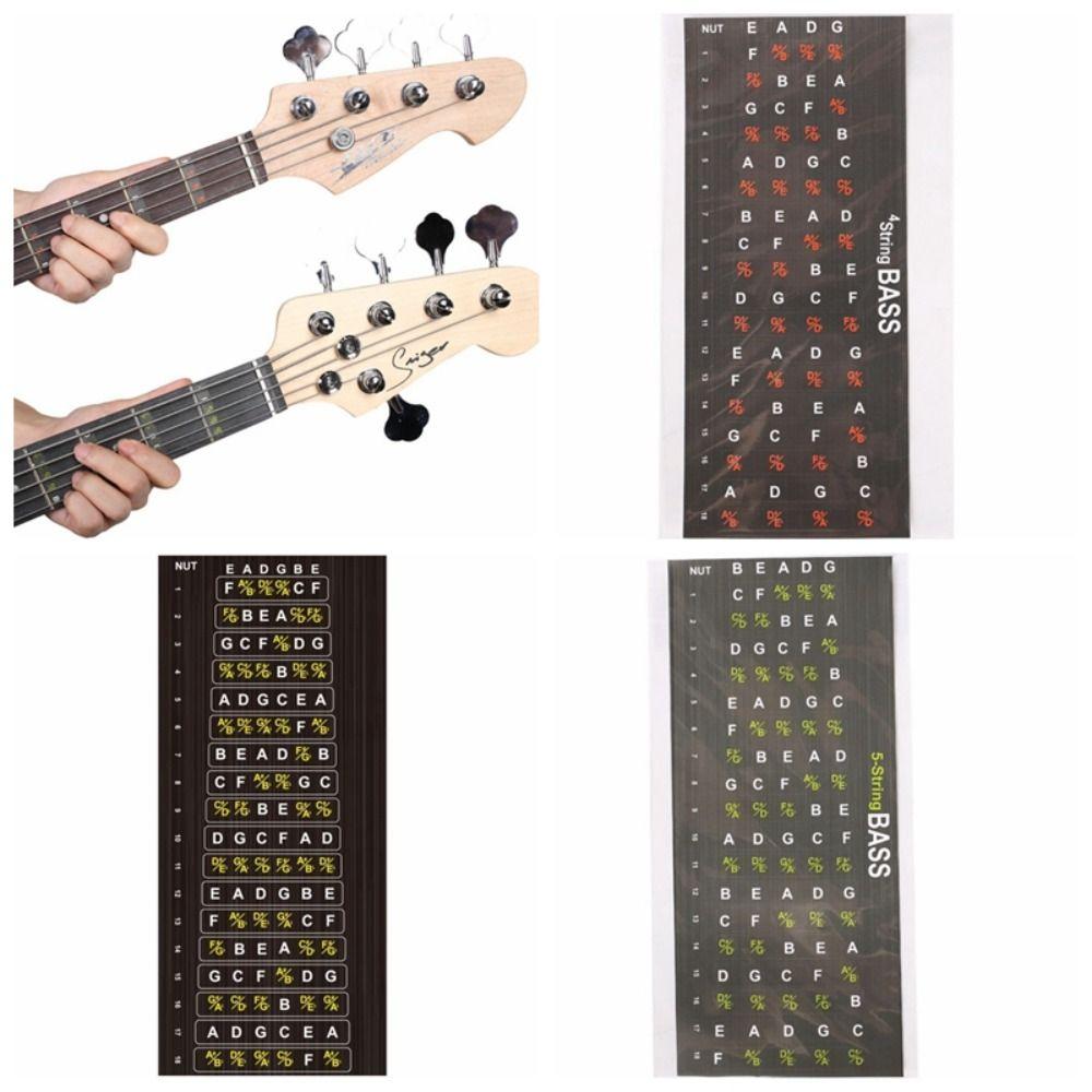 Tone Guitar Fretboard Note Sticker Portable Guitar Chord Stickers 5-string Bass
