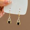 Black Hollow Double Waterdrop Pendant Earring for Women Korean Geometry New Fashion Party Jewelry Girl Gift