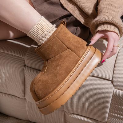 Модные женские ботинки 2025 Зима Новая женская обувь Утепленные теплые Увеличивающие рост Хлопковые туфли Уличные Нескользящие Модные Снежные ботинки