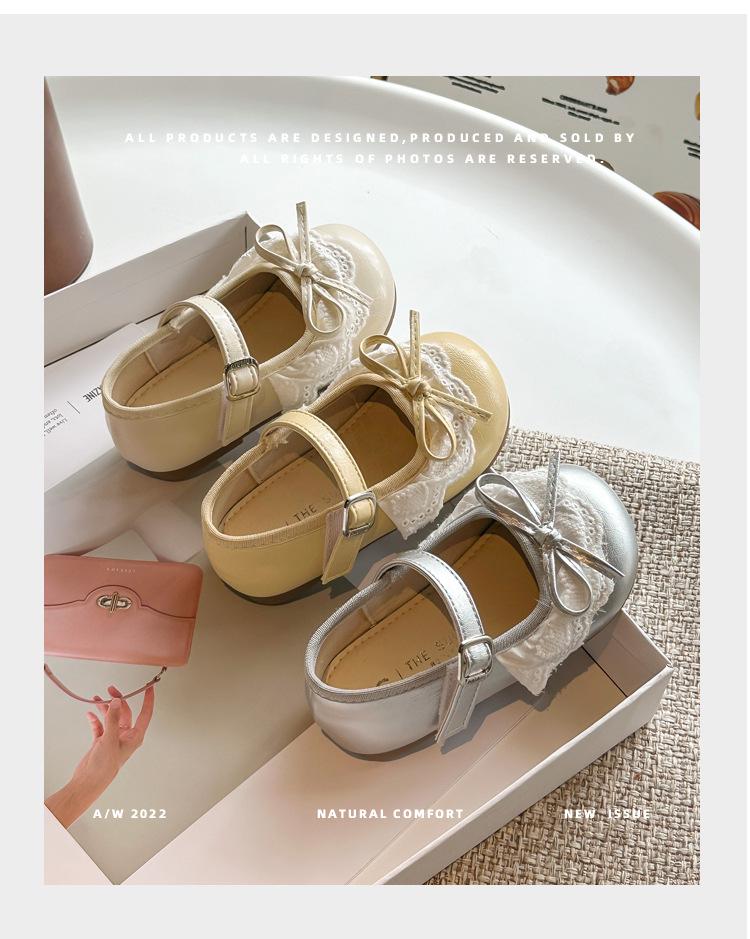 Весна 2026 Девочки Бант Принцесса Мягкая Подошва Кожаные Лоферы