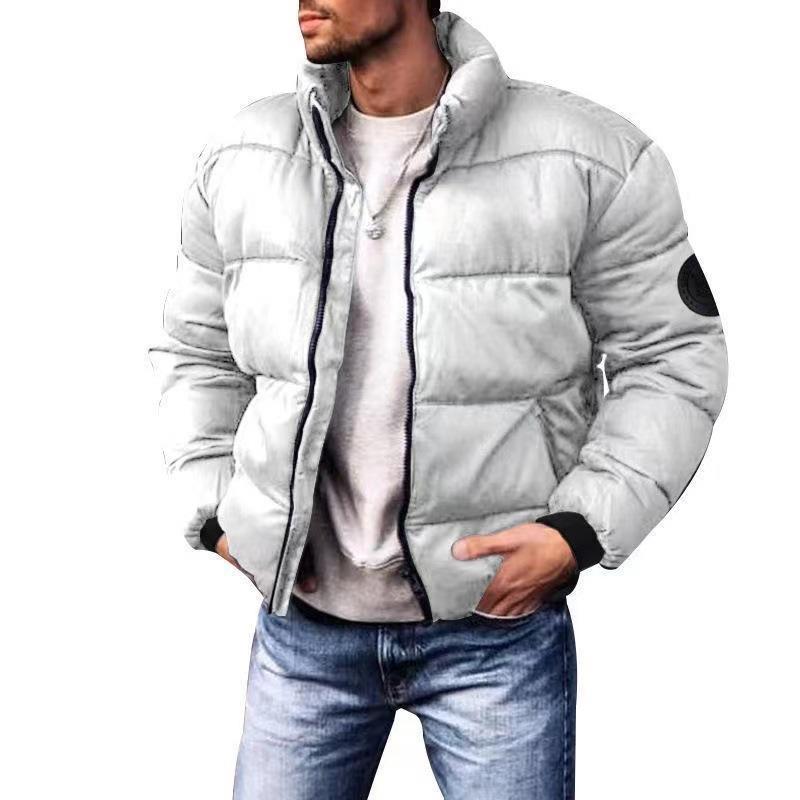 Men S Winter Plus Size Cotton Padded Jacket Stand Collar Zip Up Loose Warm Coat