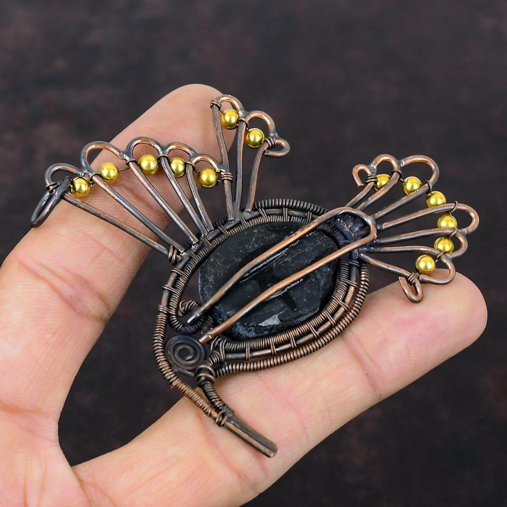 Черный турмалин грубый кулон медная проволока обернутый кулон ручной работы птица кулон медная проволока ювелирное изделие подарок для мамы драгоценный камень кулон для женщин