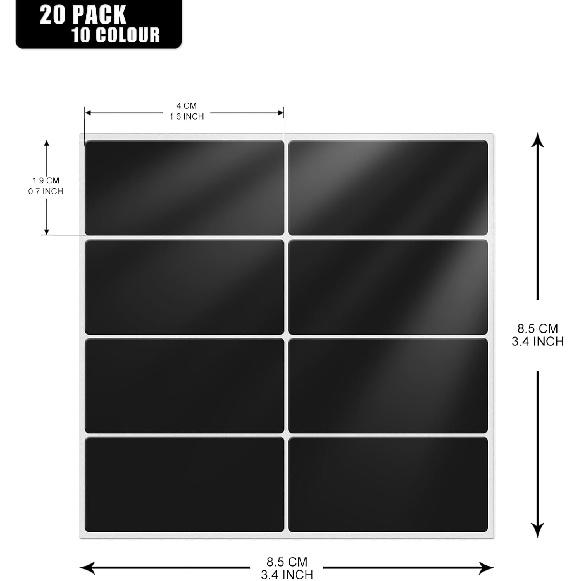 10 цветов Прямоугольные наклейки 1,57" × 0,75" Самоклеящиеся цветные прямоугольные наклейки для цветовой кодировки Водонепроницаемые бирки с именем для офисного инвентаря 160 штук
