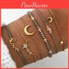 Трендовый осенний набор браслетов с подвесками в виде звезды и луны, унисекс дизайн, идеально подходит для подарков