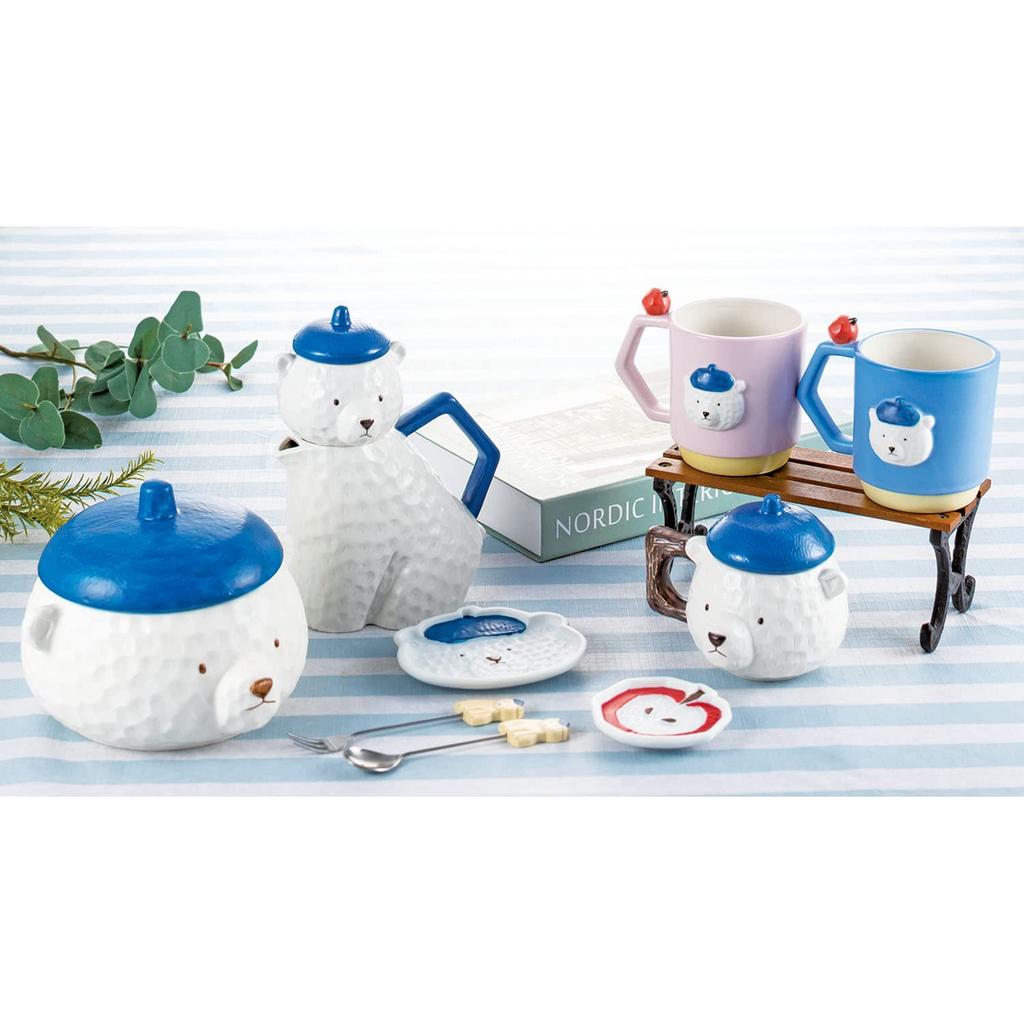 Sun Art Tea for One Teapot and Beret Bear SAN3764 Cup, 550ml, Design, White,