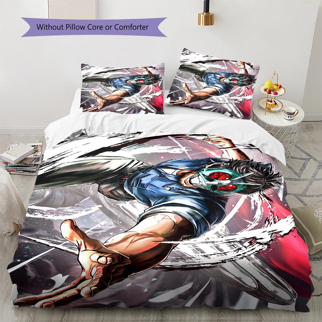 Rider CharactersPattern Bedding Quilt Set Home Decoration Gift (1 * duvet cover + 2 * pillowcase without core)