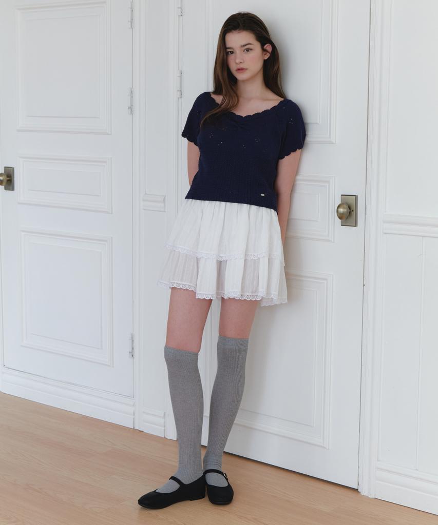 LETTERA Scallop Square Knit_2Color