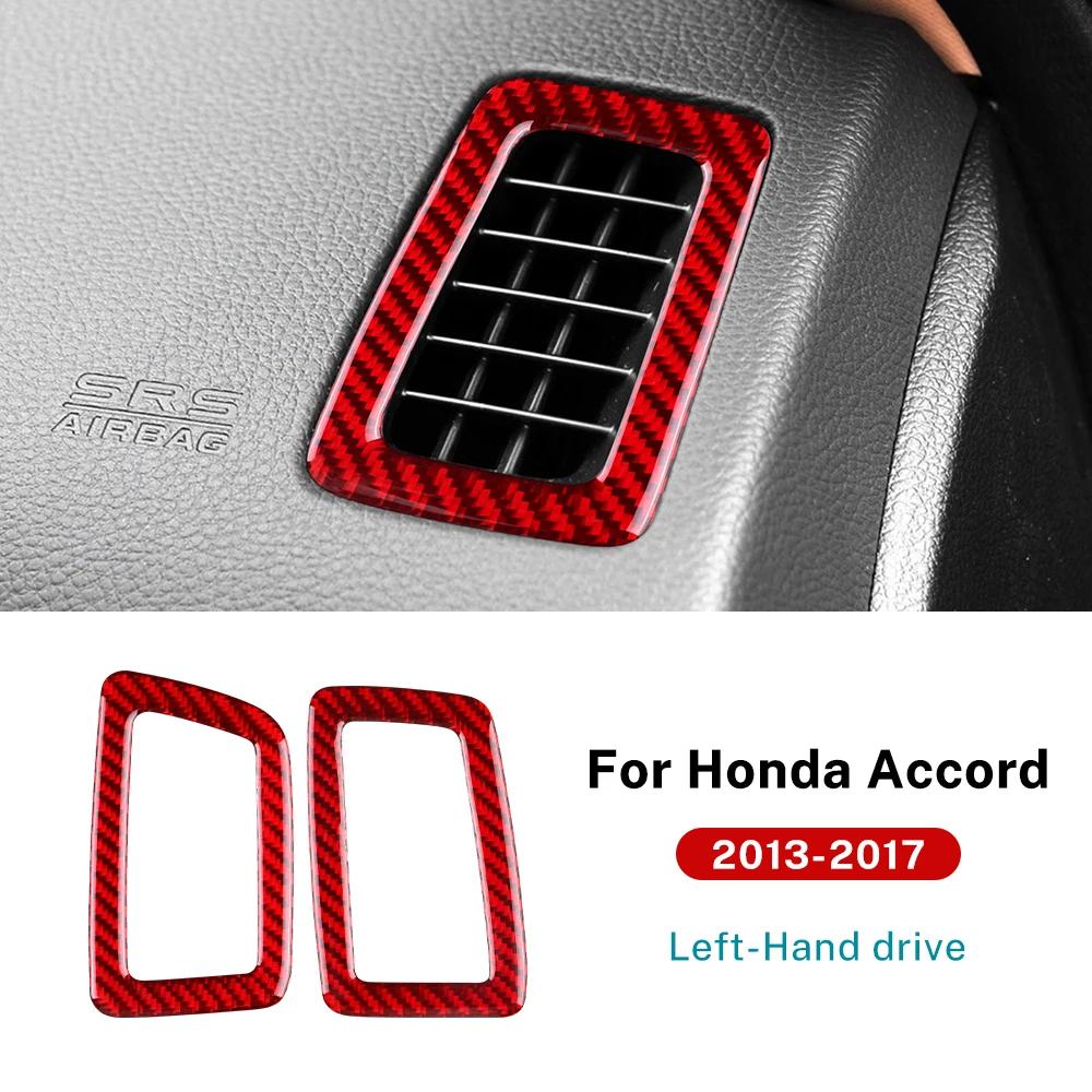 Real Soft Carbon Fiber Sticker For Honda Accord 2013 2014 2015 2016 2017 LHD Car Dashboard Side Air Outlet Frame Interior Trim