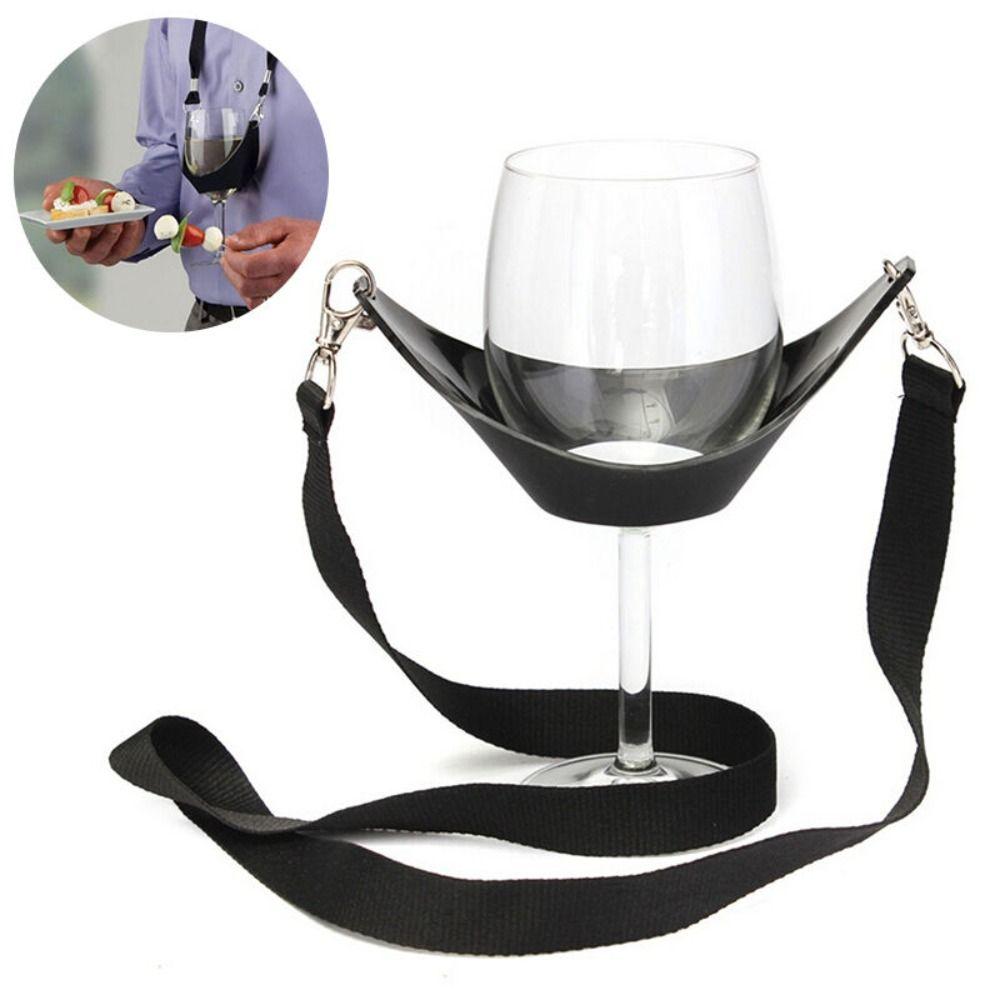 Neck Wine Glass Holder Black Wine Strap Sling Portable Yoke Glass Support  Birthday Party