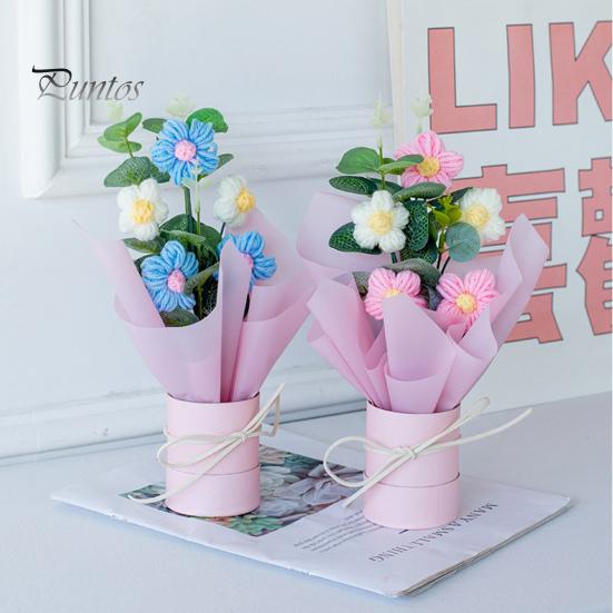 Букет крючком со светодиодной подсветкой, ручной работы, вязаный цветок, искусственный букет, яркий внешний вид, фальшивый букет, подарок на День святого Валентина