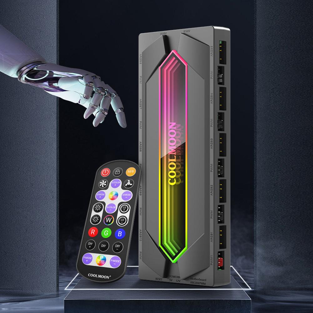 ARGB и PWM ХАБ Разветвитель для вентиляторов с пультом кабелем питания SATA Разветвитель ARGB PWM и ARGB ХАБ Разветвитель для RGB вентиляторов корпуса ПК