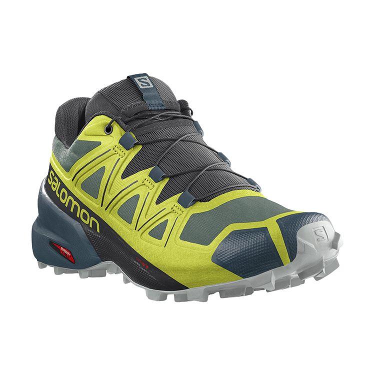 SALOMON Speedcross 5 Comfortable Fabric Durable Low-Top Trail Running Shoes Men Sneaker Black Yellow 416096